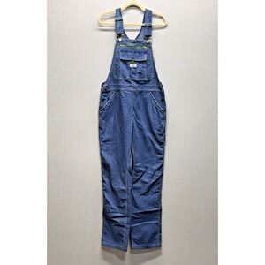 Liberty Women Blue Denim Bib Overall Medium Wash Green Zipper Utility Workwear M